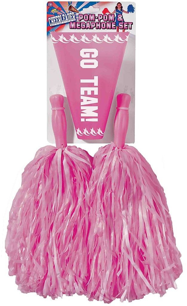 Cheerleader Pom Pom Poms Megaphone Cheer Kit Set Costume Pompoms Pom