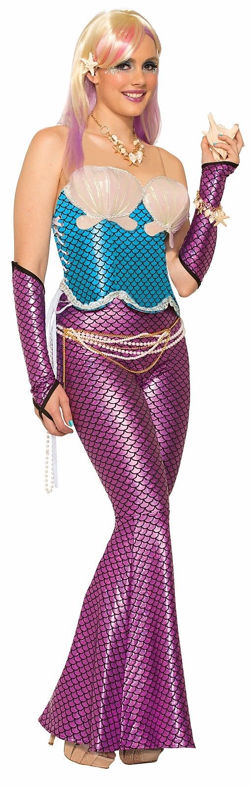 Sexy Glitter Mermaid Under the Sea Seashell Corset Womens Costume