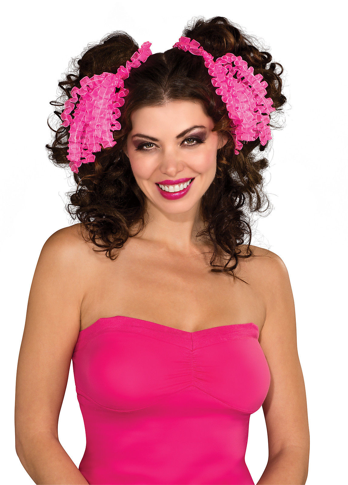 2 pc. Halloween Hair Ties Neon Pink Blue Costume Accessory Colored