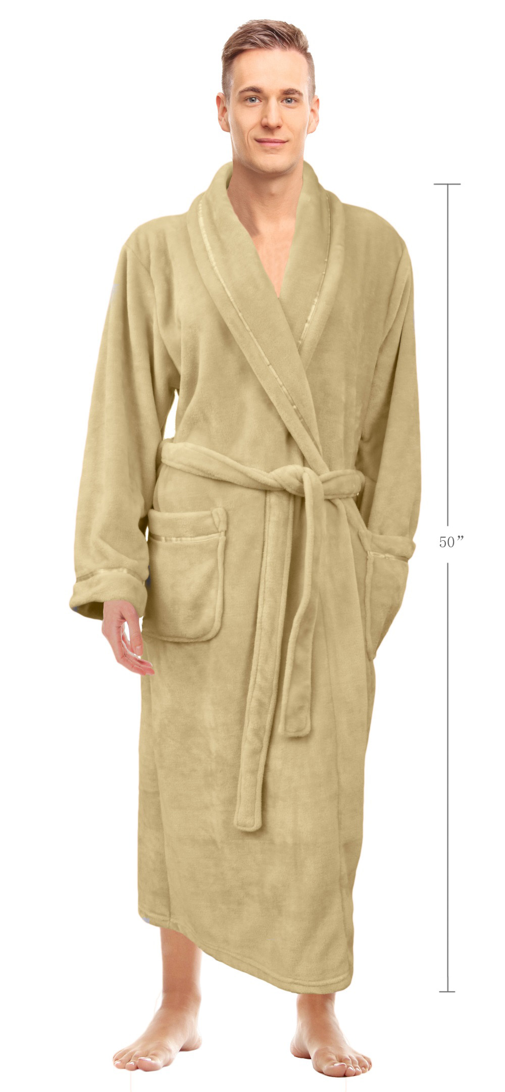 Napa® Men's Super Soft Warm Microfiber Fleece Bathrobe Spa Shawl Robe