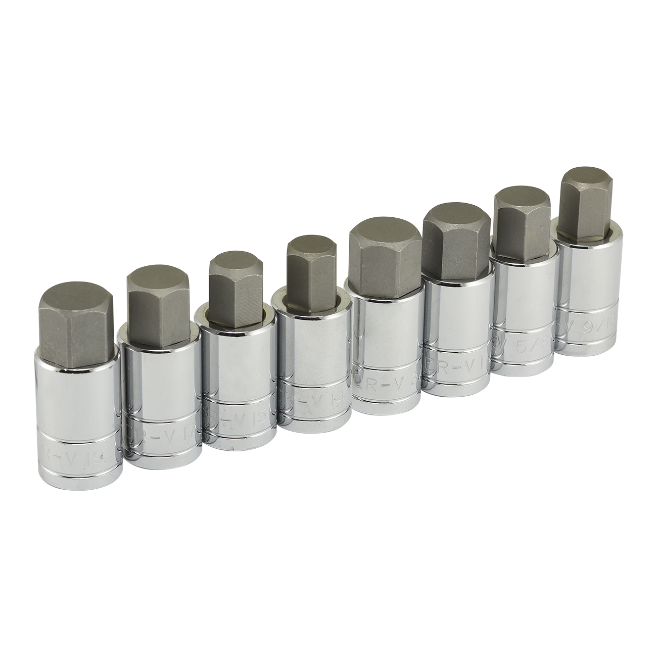 1/2" Drive Jumbo Hex Bit Sockets 8pc SAE & Metric Set Standard Allen