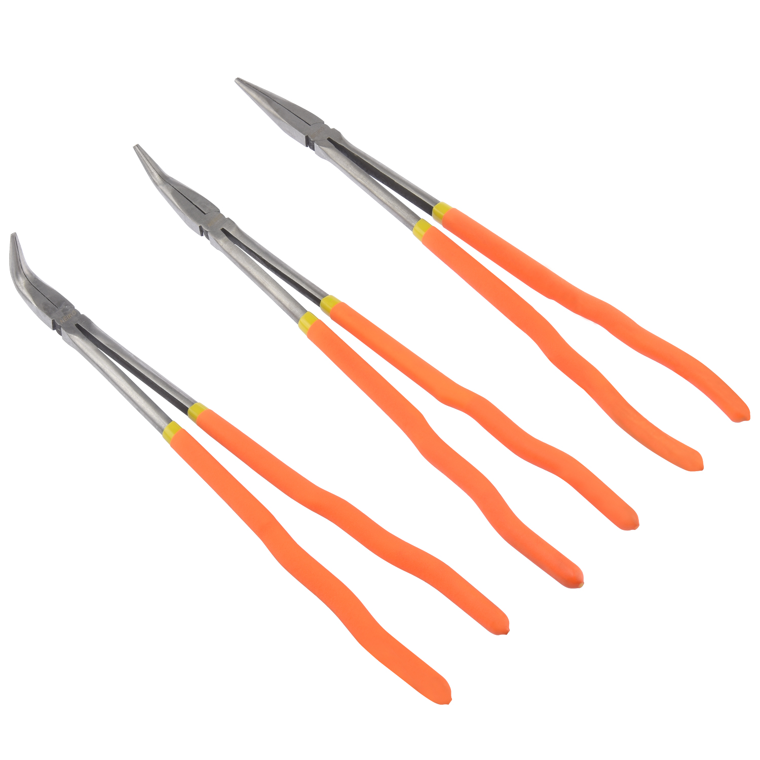 3pcs Long Needle Nose Plier Set 16" inch Straight 45 & 90 Degree Tips