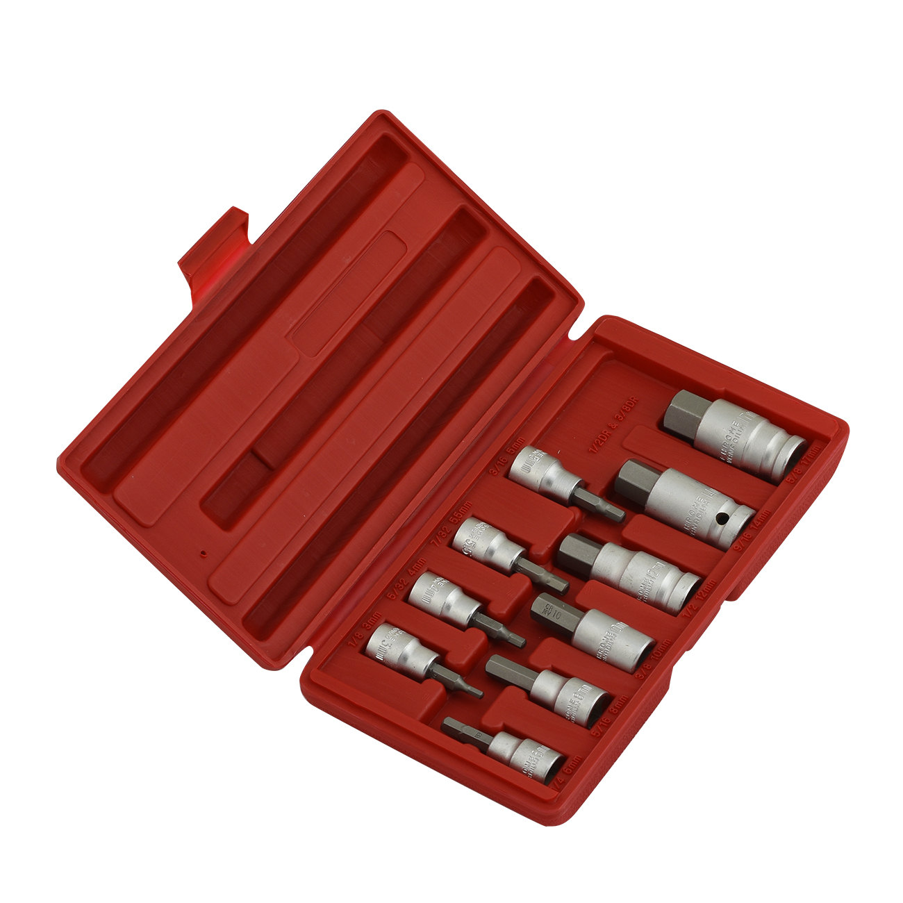 Hex Bit Socket Set 10pc Drop Allen Key Head Metric 3/8" & 1/2