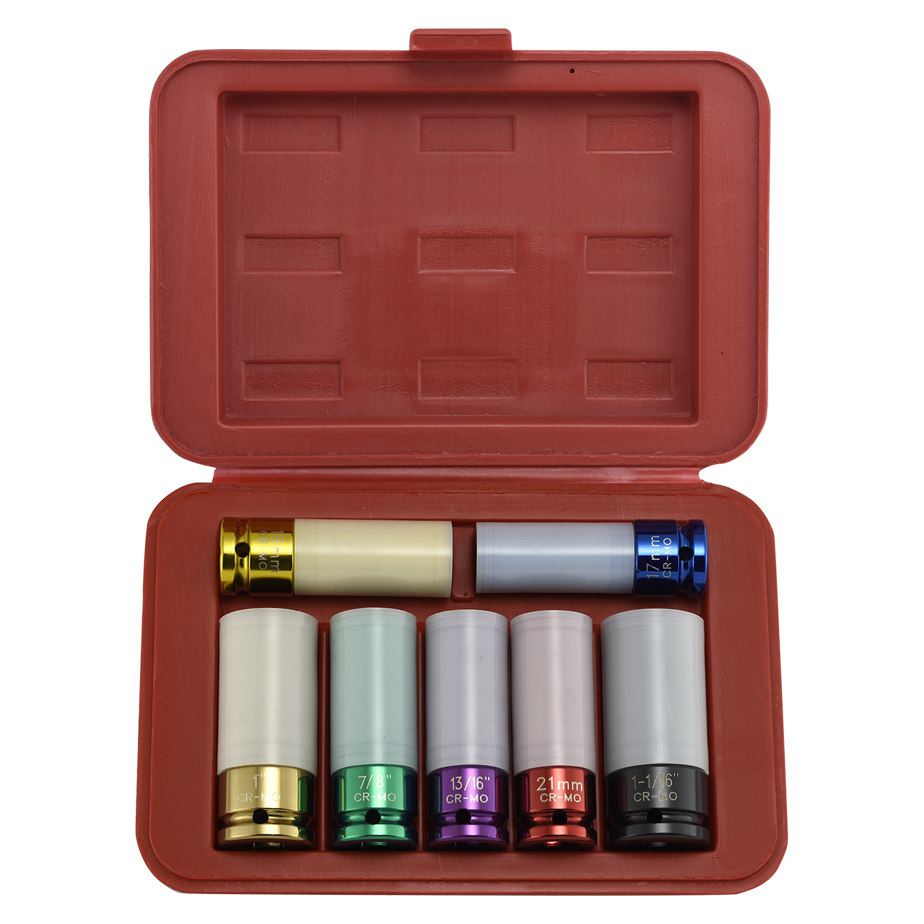 7pc Chrome Protective Plastic Sleeves & Shallow Broach Impact Socket