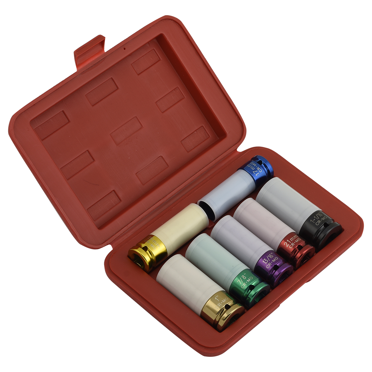 7pc Chrome Protective Plastic Sleeves & Shallow Broach Impact Socket