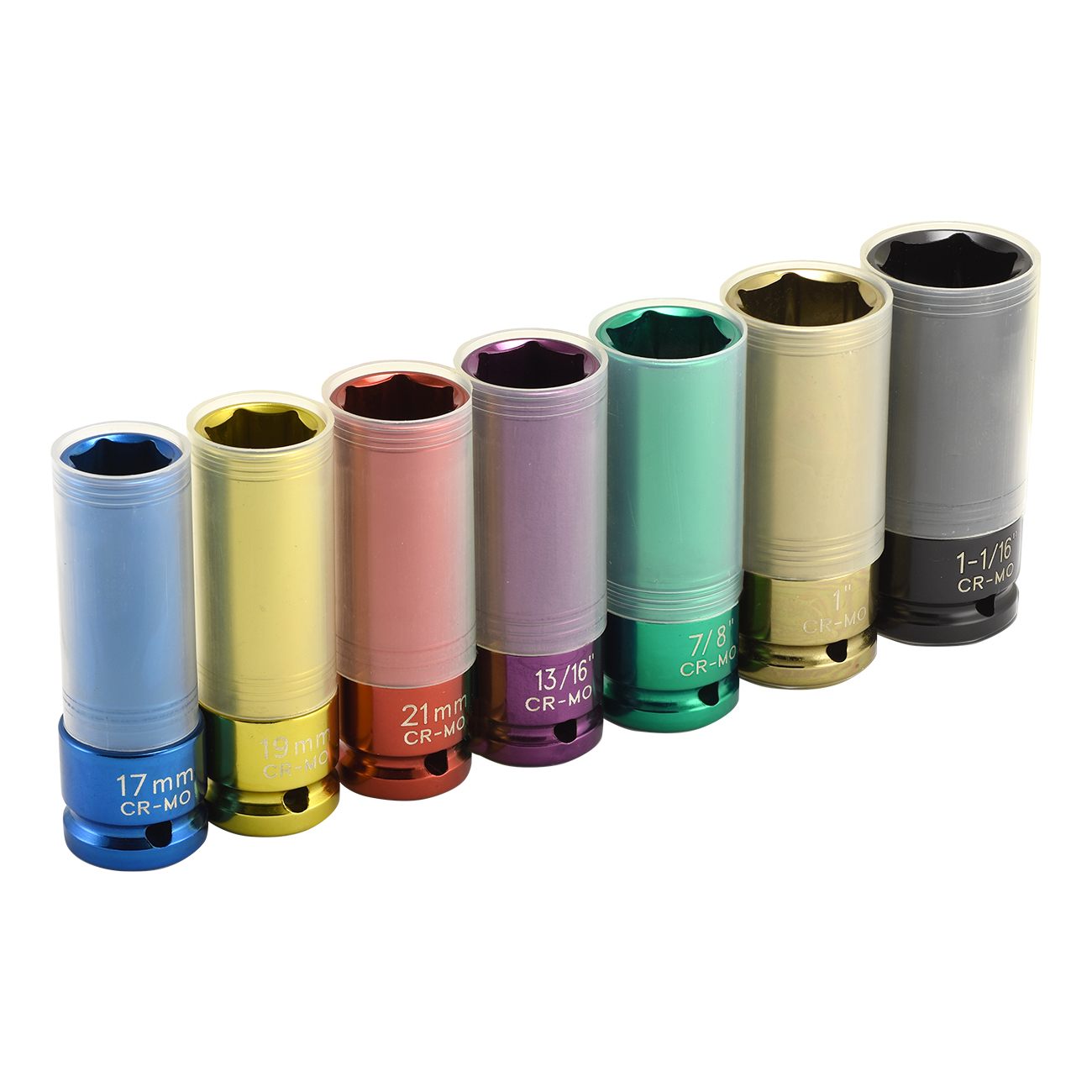 7pc Chrome Protective Plastic Sleeves & Shallow Broach Impact Socket