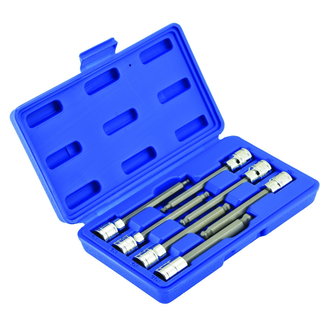 Hex Ball Point End Socket Bit Set 7pc 3 8" Dr Extra Long 4 3" Allen