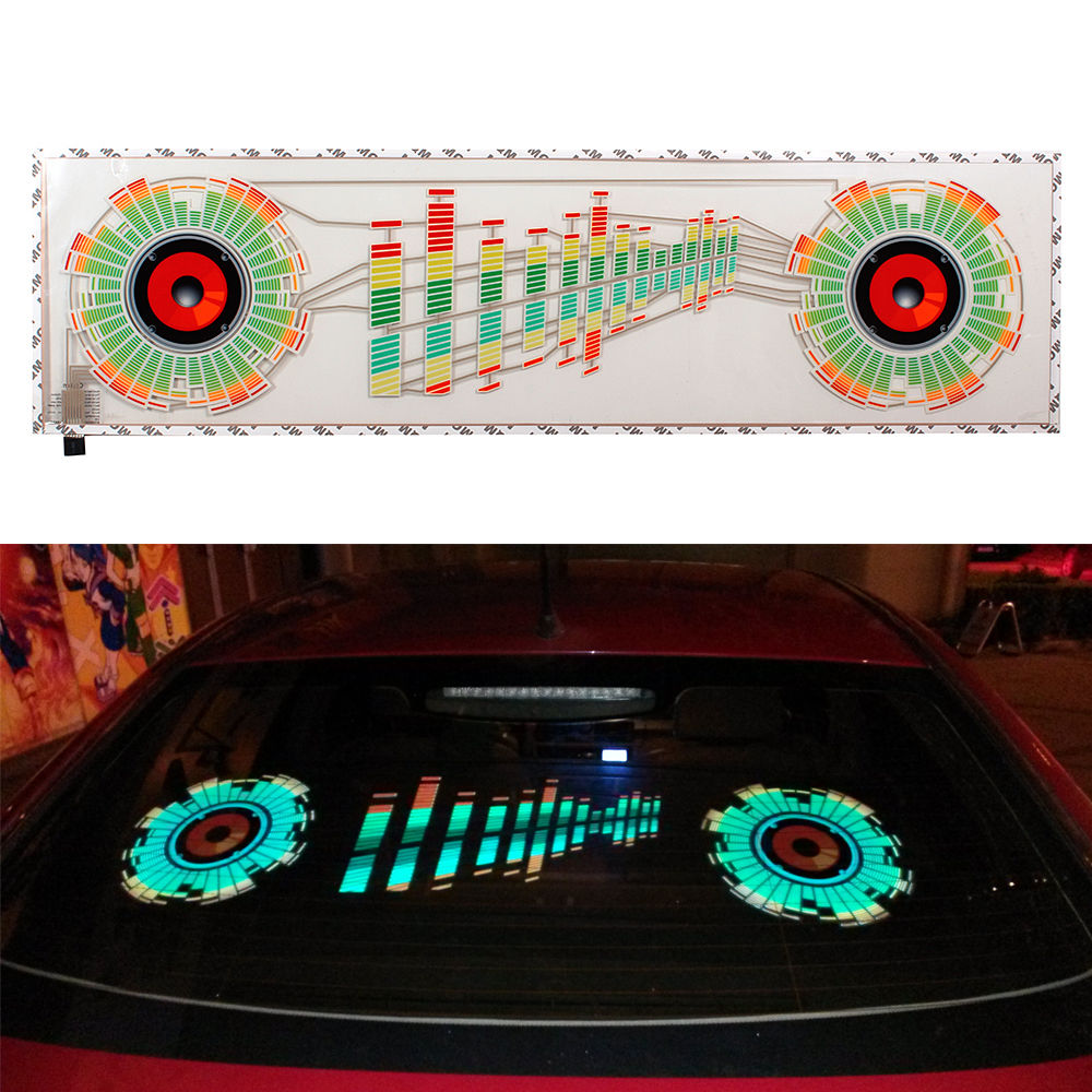 90x25cm Car Sticker Music Rhythm LED Flash Lights Lamp Sound Activated