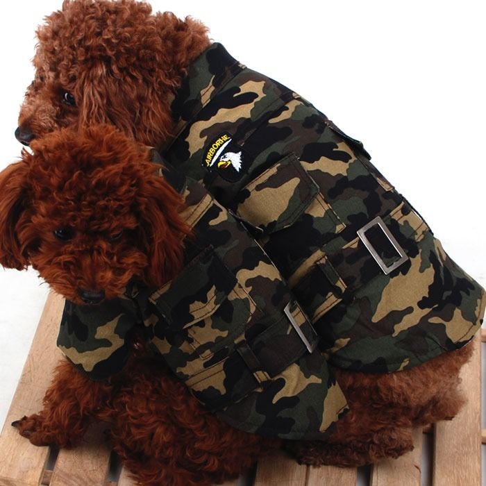 Camouflage US Army Coat Jacket Top pet cat puppy small dog clothes dog