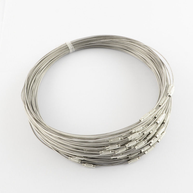 10Strand Stainless Steel Wire Necklace Cord Brass Screw