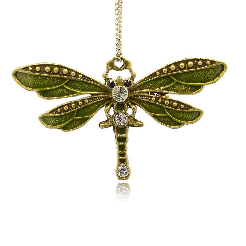 2pcs Antique Vintage Alloy Enamel Rhinestone Dragonfly Pendants Jewelry