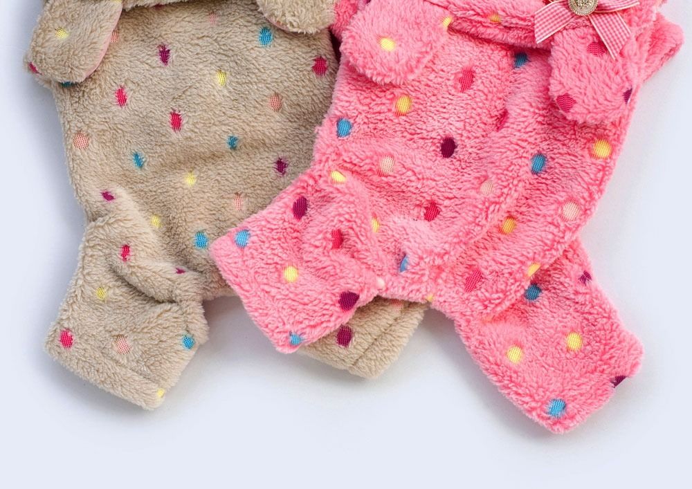 Colorful Dots Hoodie Fleece Jumpsuit Pajamas Small boy girl dog Clothes