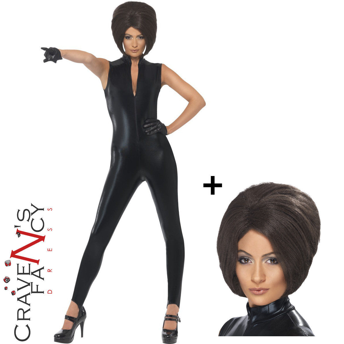 90s Ladies Posh Spice Girls Power Pop Star Catsuit Fancy Dress Costume