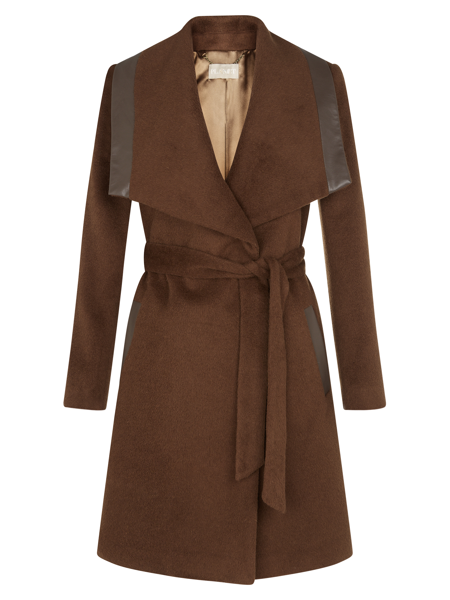 Womens Vicuna Belted Coat With Long Sleeve and Leatherette Trims RRP £279 eBay