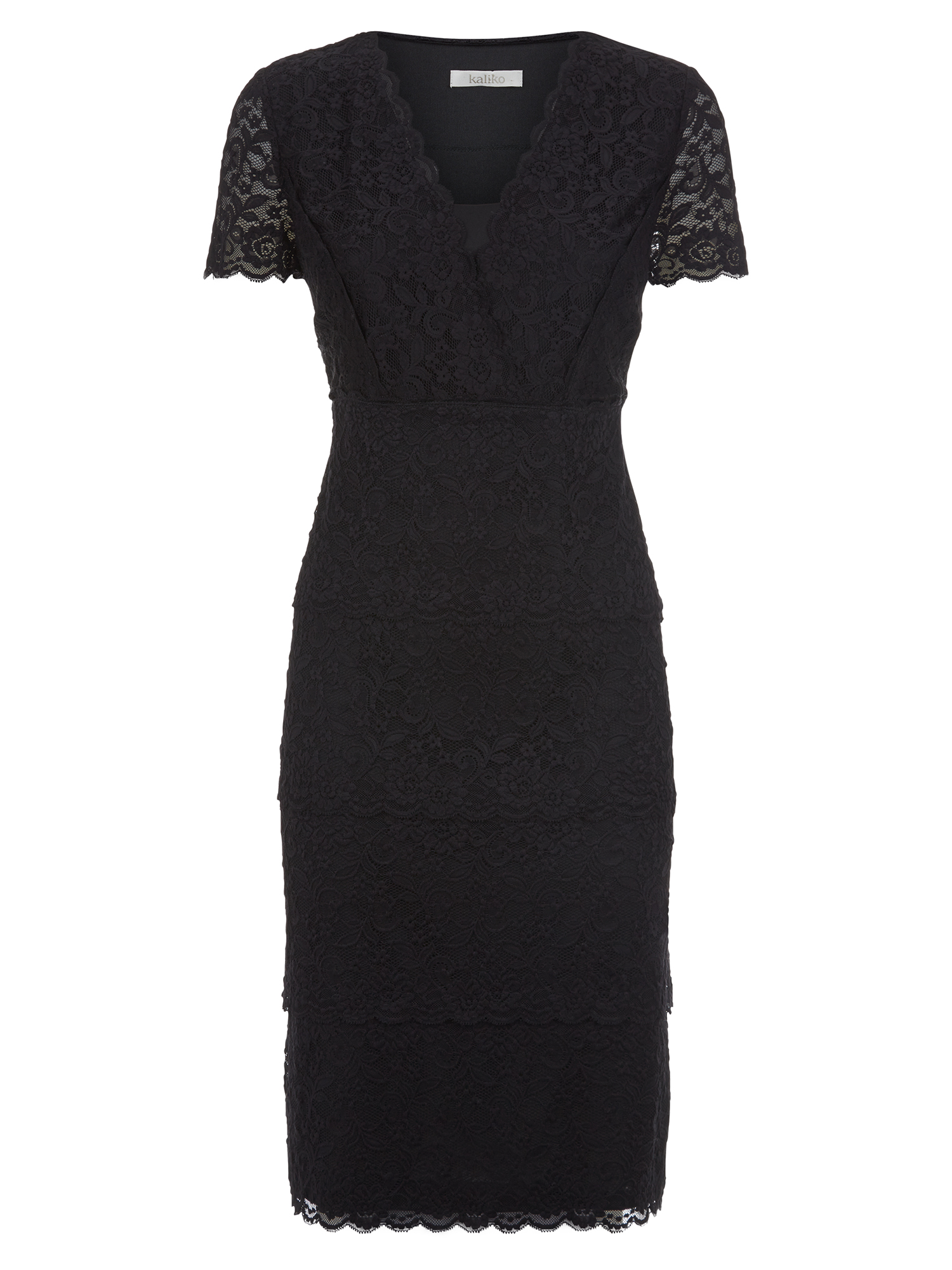 Kaliko Women's Black Lace Tiered Dress On Knee Sleeveless RRP £99 eBay