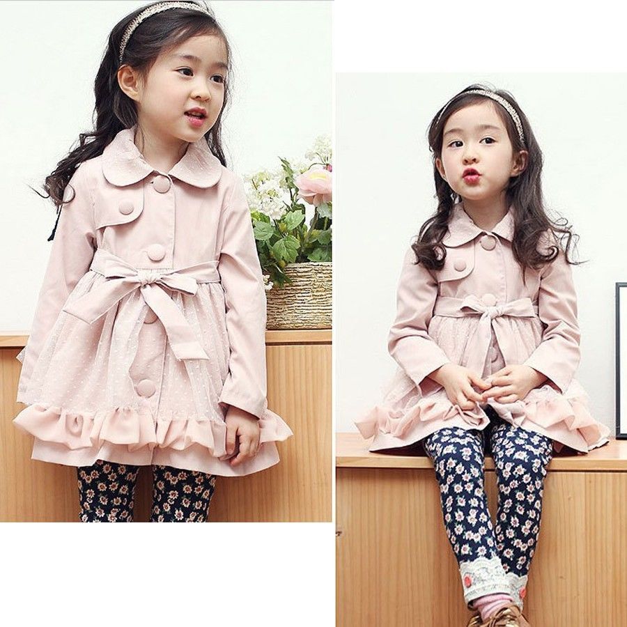 Toddler Girl Trench Wind Coat Jacket Clothing 27Y Kids Tulle Dress