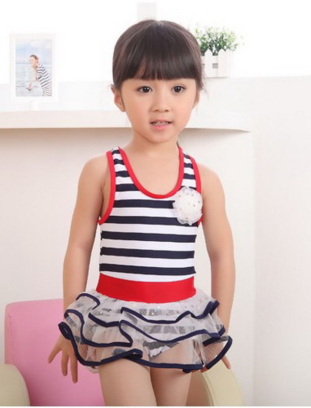 Girls Kids Sailor Swimwear Stripe Swimsuit Skirt Tutus Tankini Bikini