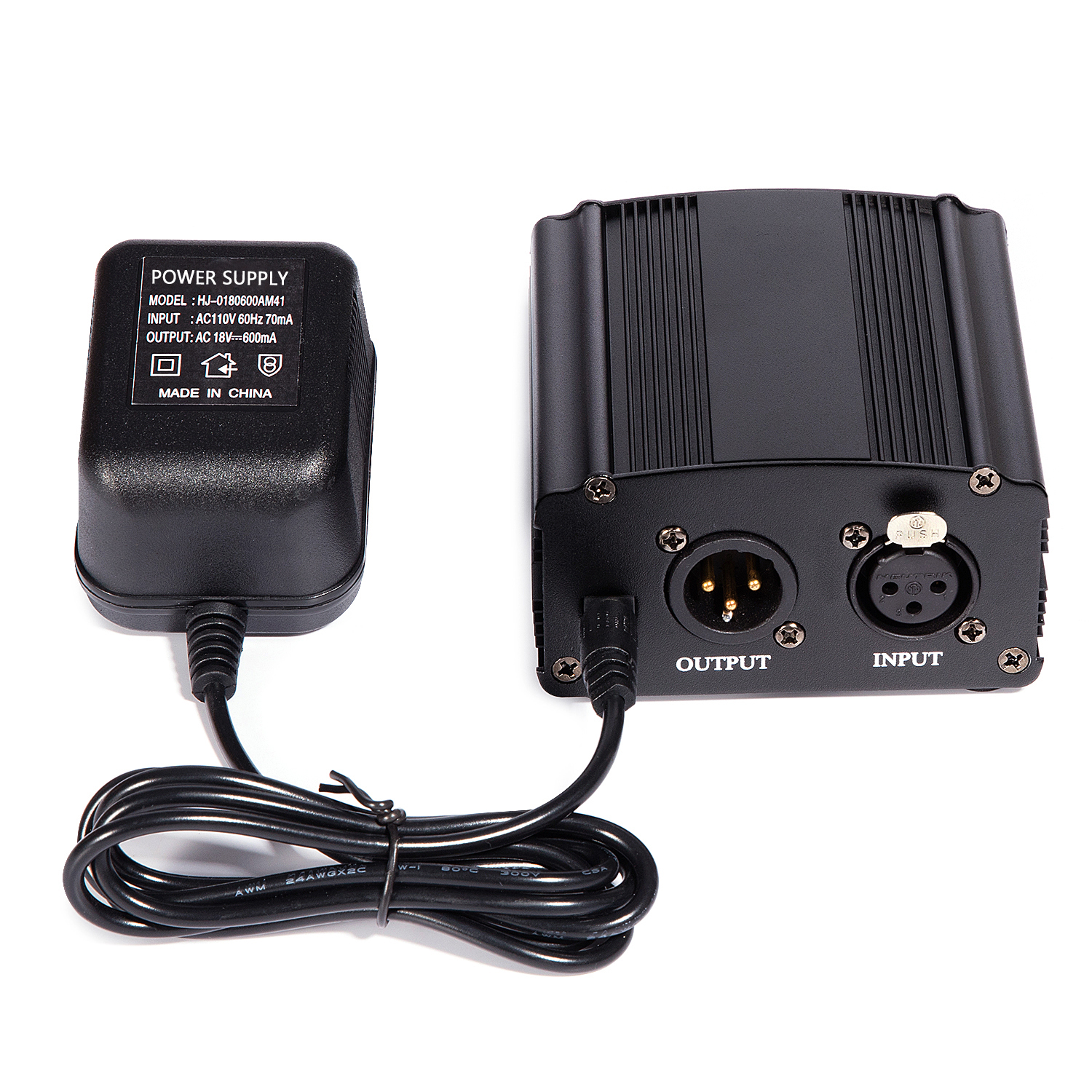 New 48V Phantom Power Supply with Adapter for Condenser Microphone US