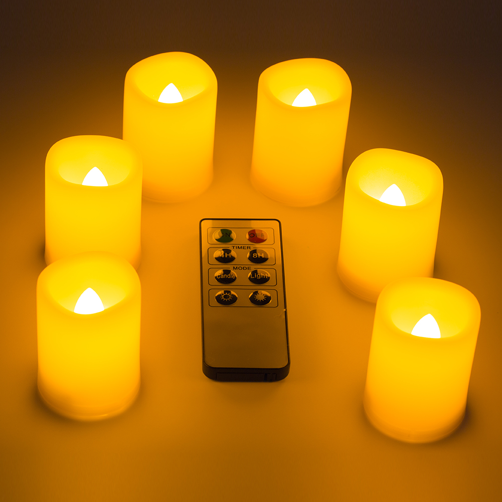 6x New Flameless Flickering Led Tea Light Candles Battery Operated