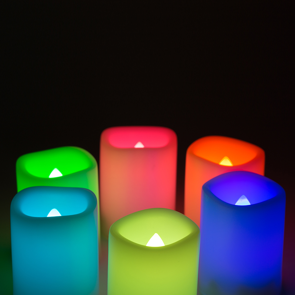6x LED Flameless Color Changing Flickering Ivory Candles Battery