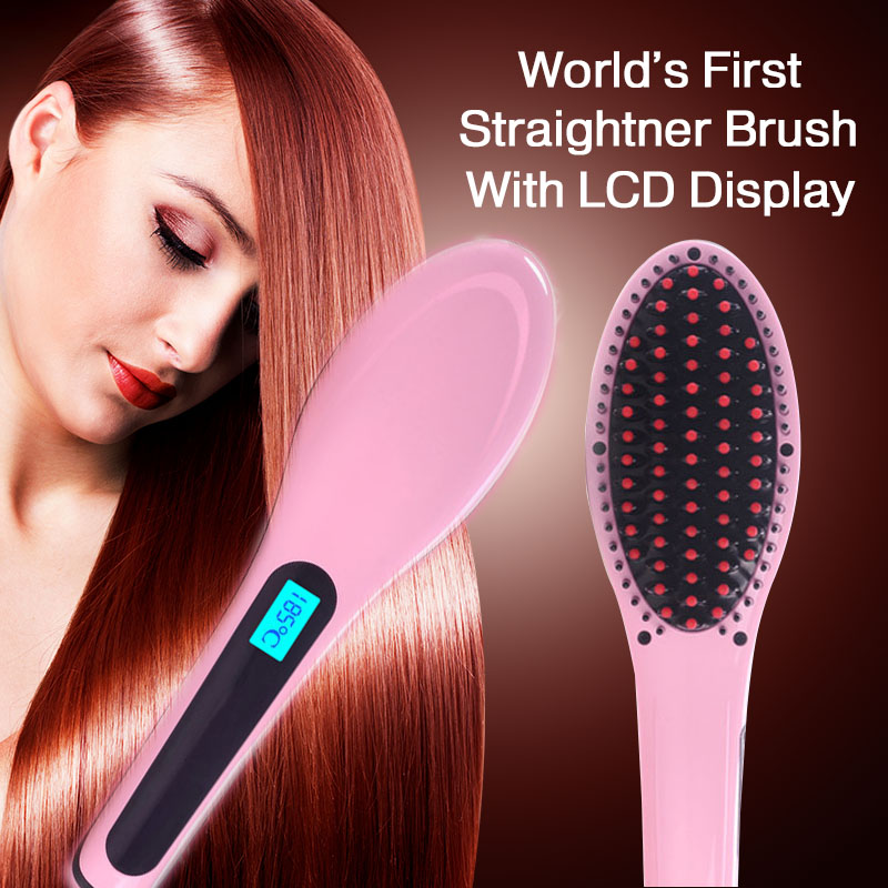 Hot !!! Electric Hair Straightener Comb LCD Iron Brush Auto Hair