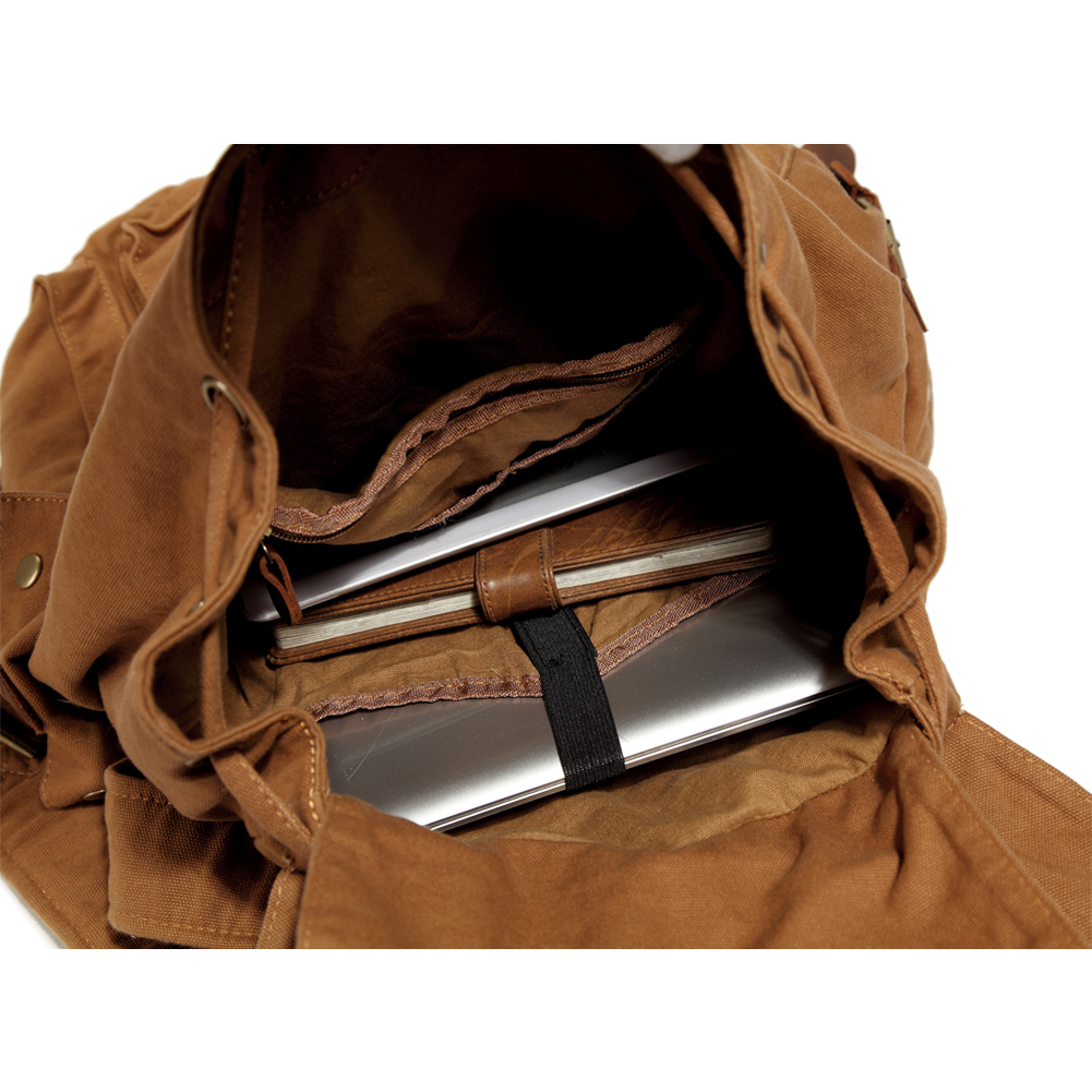 Fashion Vintage Canvas Leather Hiking Travel Backpack Rucksack School