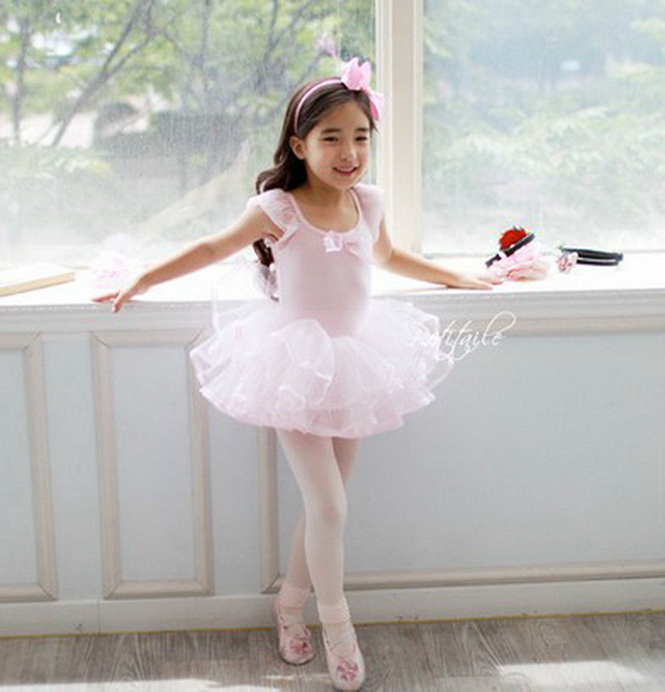 Girls Kids Leotard Ballet Tutus Pink/Blue Dancewear Skate Dresses 38Y