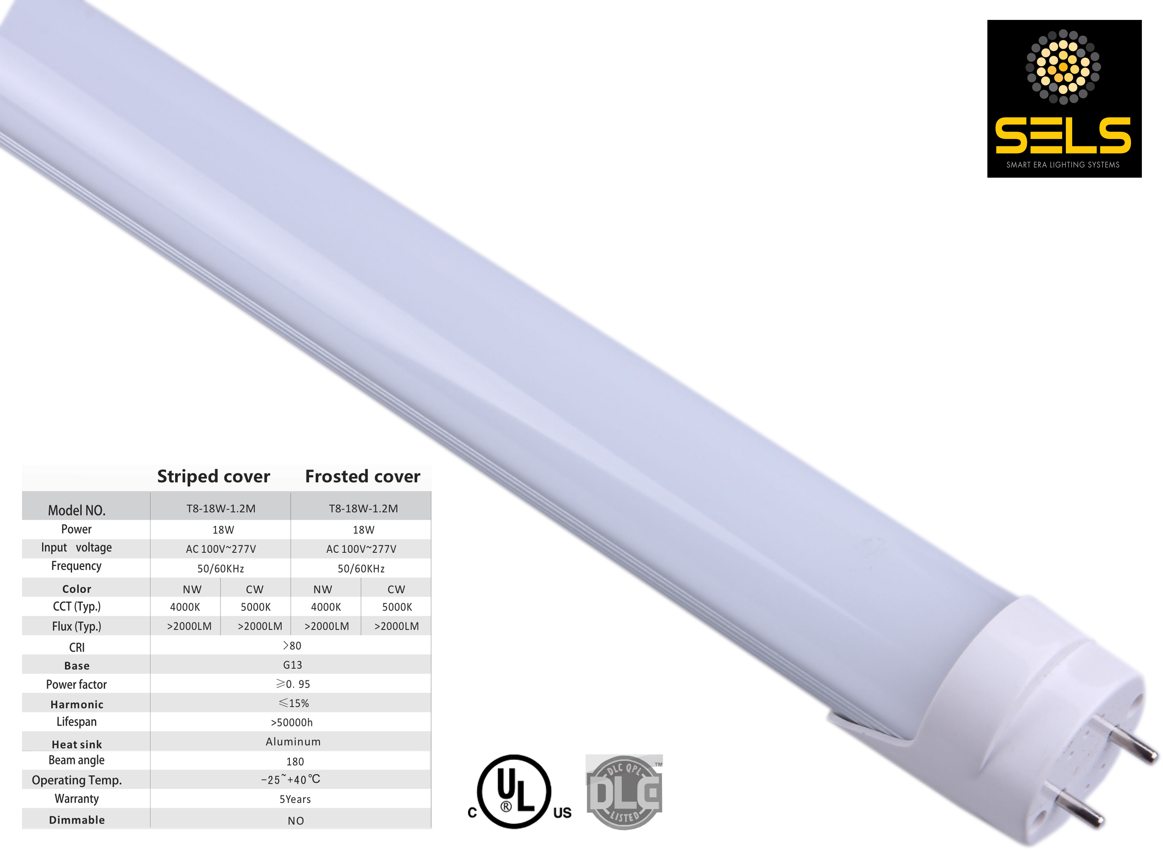 SELS LED Tube 18 Watts 4 Ft, T8, T12, Fluorescent tube replacement UL