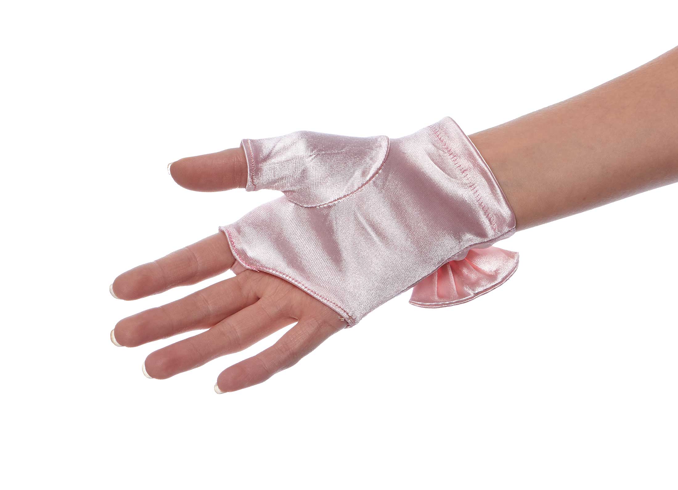 Bouquet Toss Satin Wrist Length Fingerless Gloves with Bow