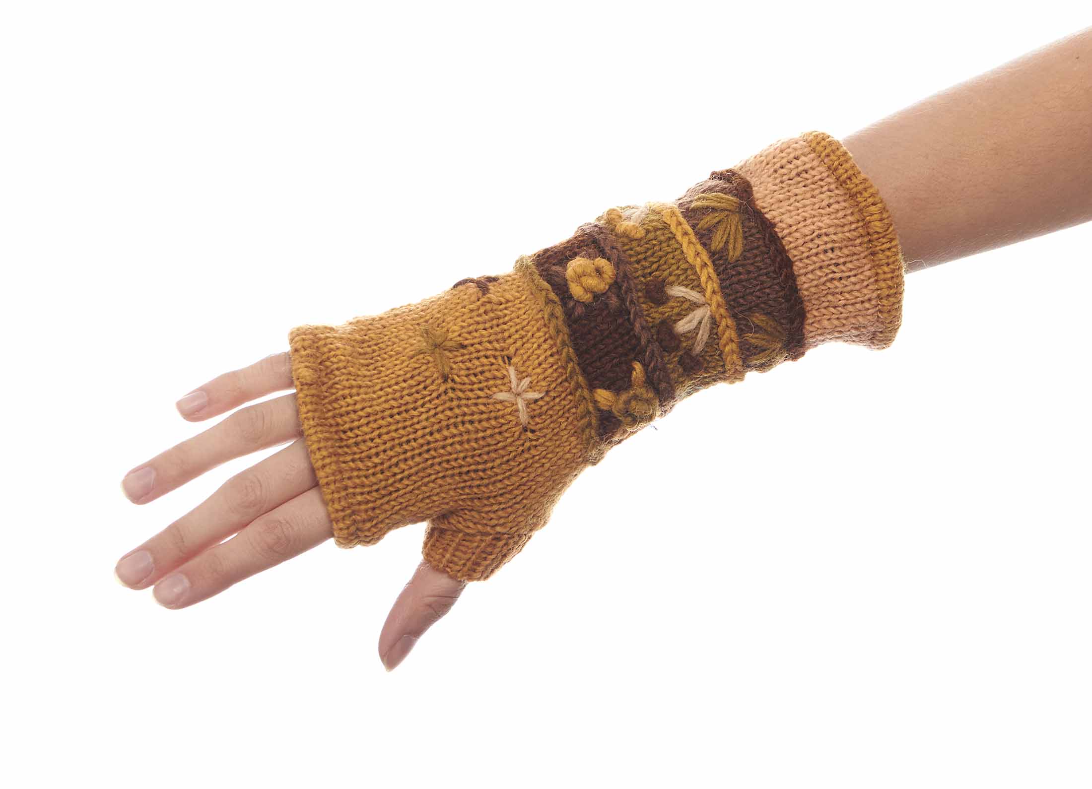 Hand Knitted Wool Wrist Warmers with Fleece Lining eBay