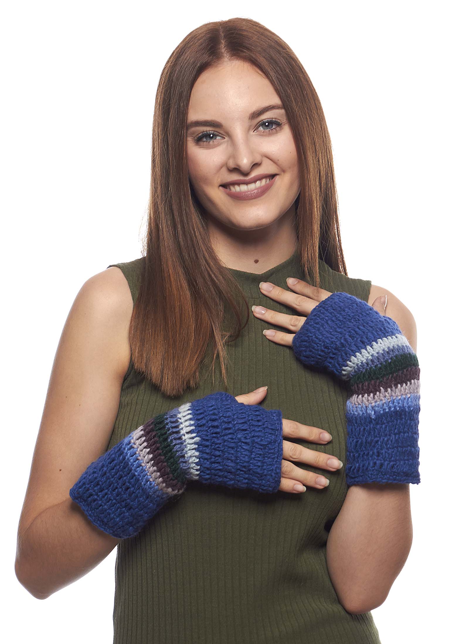 Hand Knitted Wool Hand Warmers with Fleece Lining