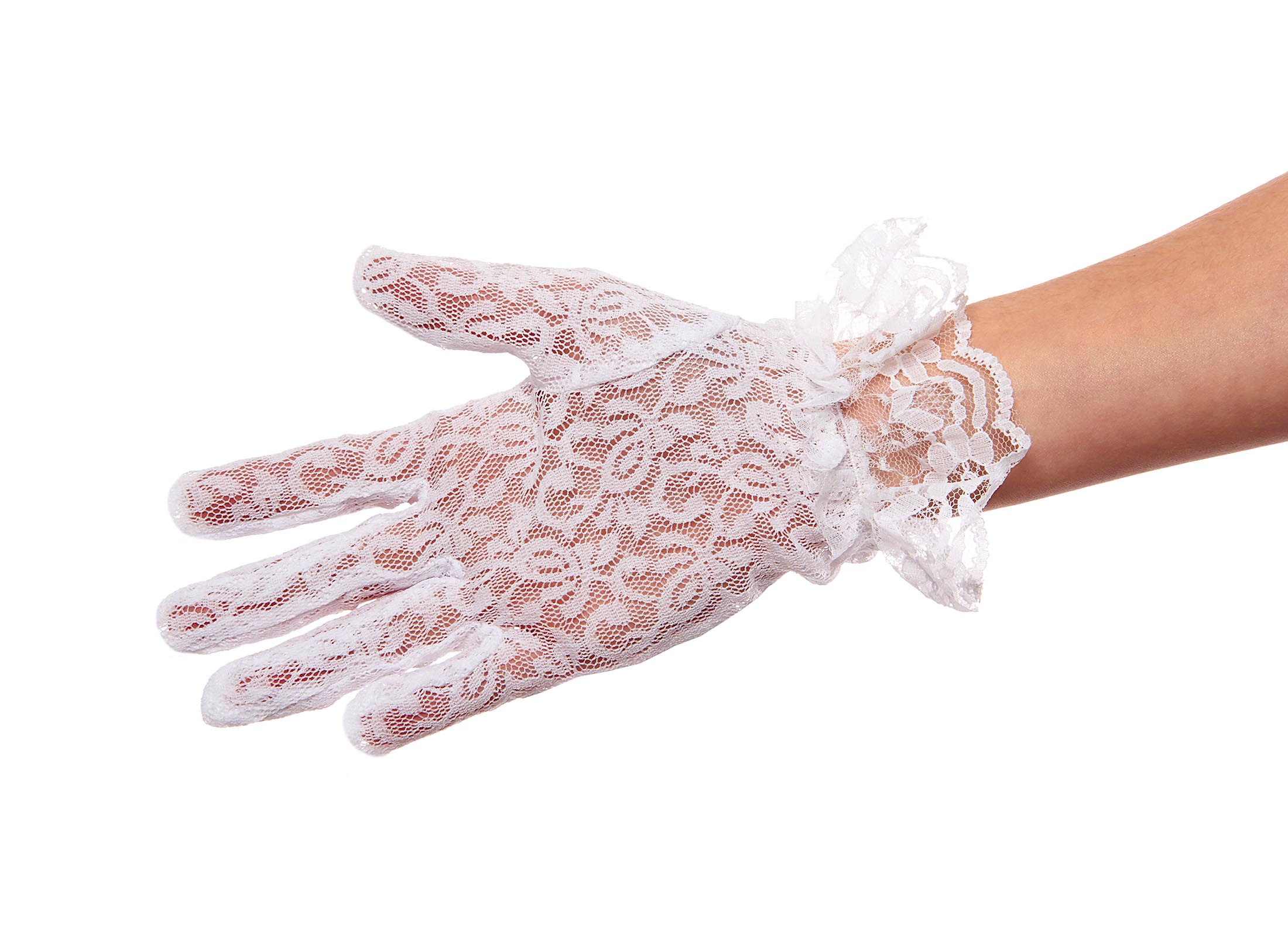 Ruffled Grace Ladies Wrist Length Lace Glove