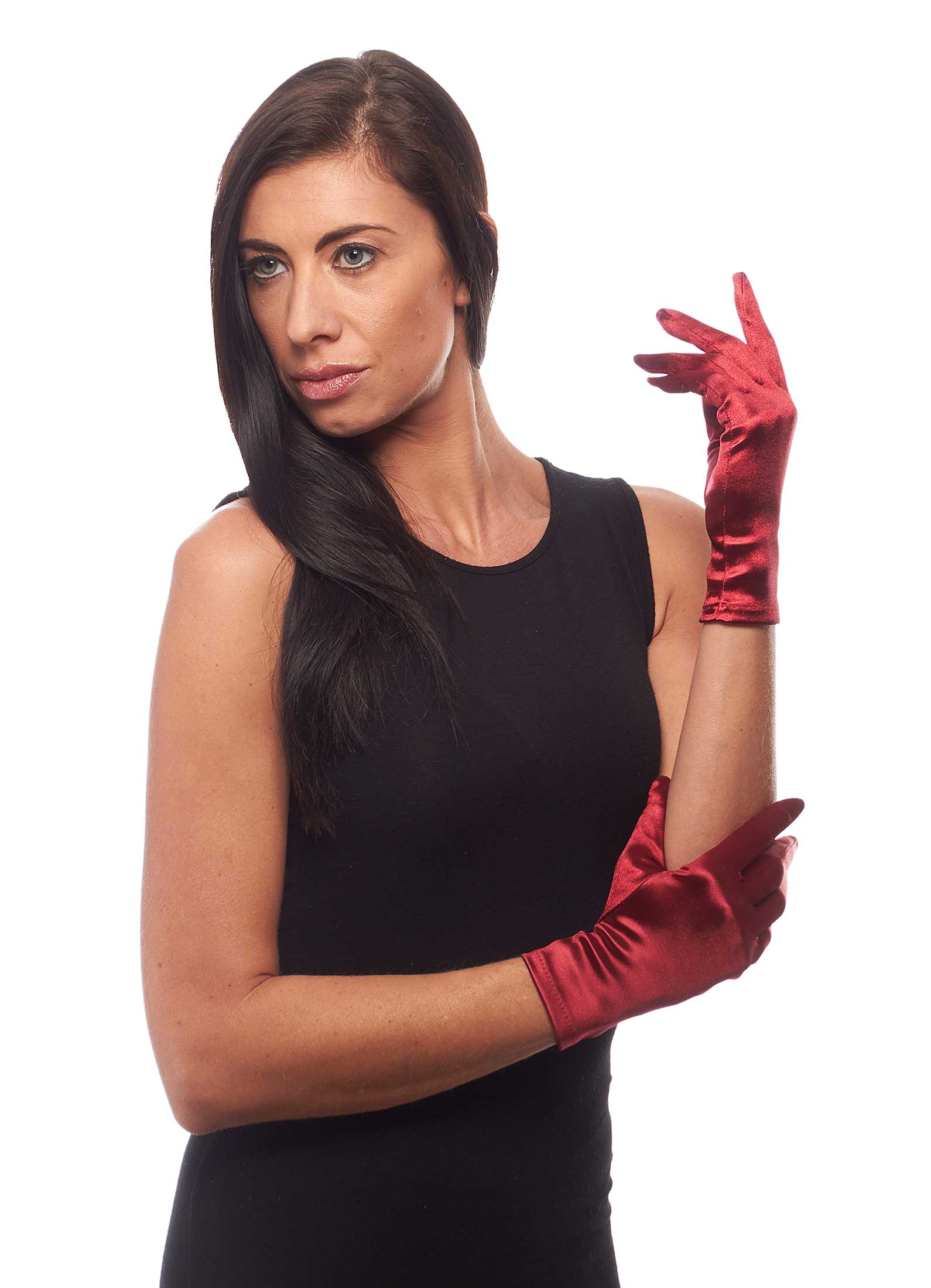 Beautiful Wrist Length Short Satin Gloves