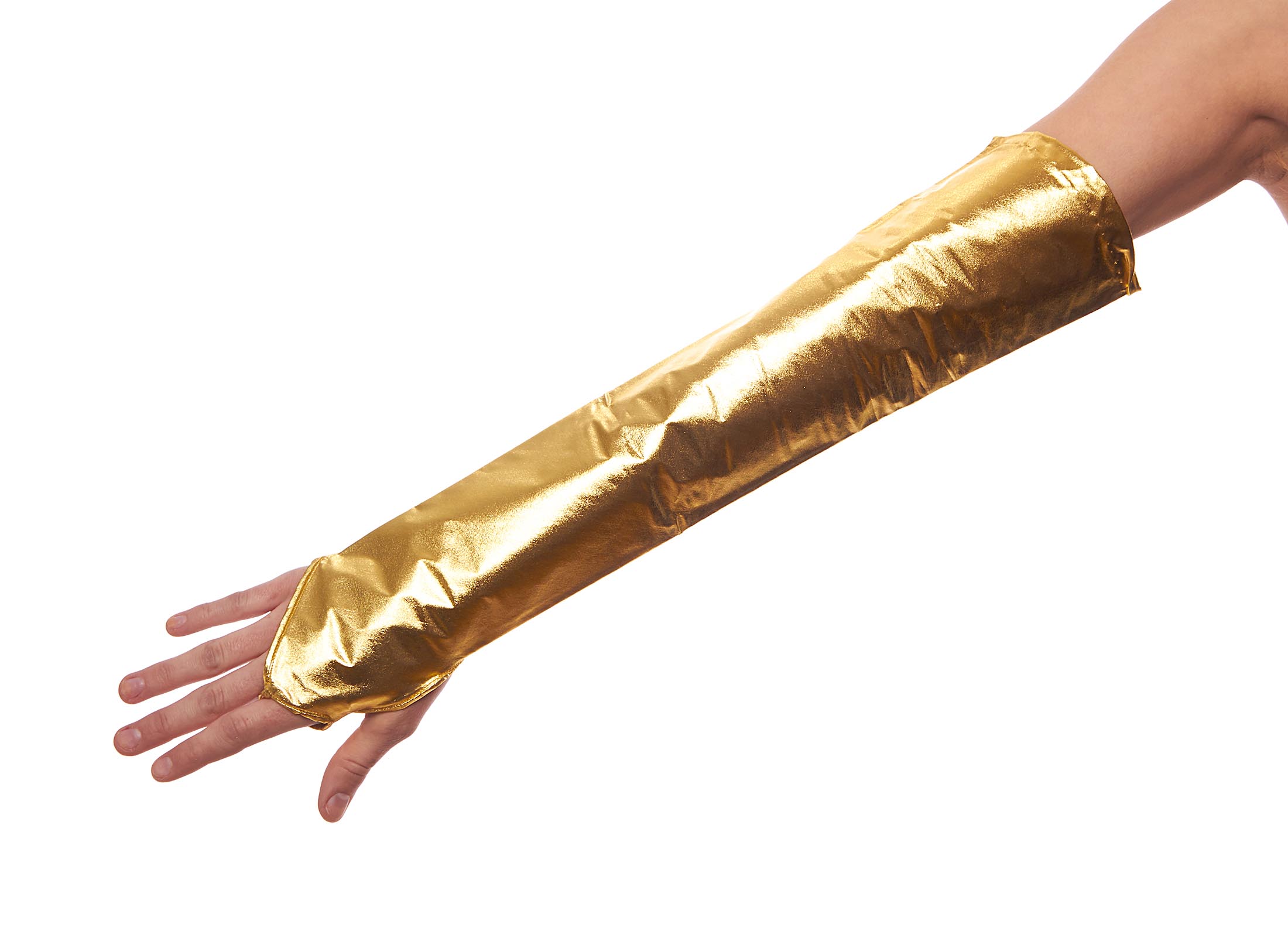 Glitter and Gold Metallic Elbow Length Fingerless Gloves