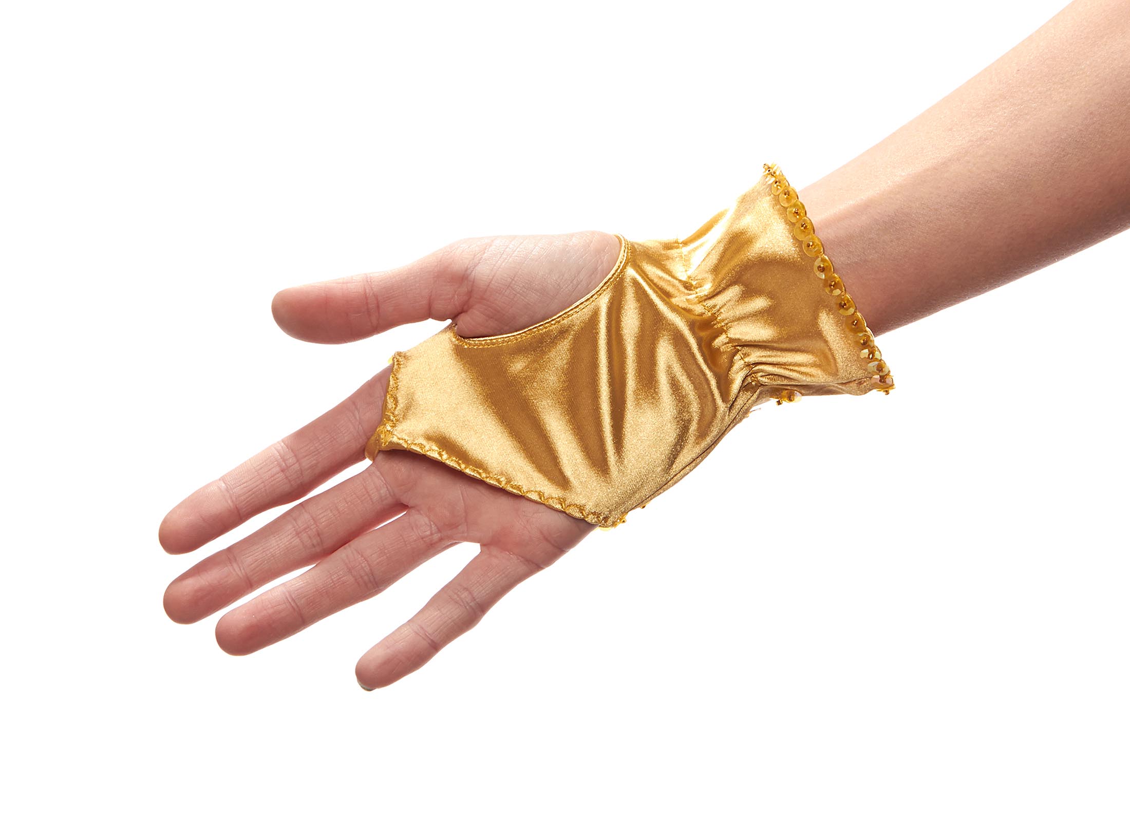 Center Stage Satin Fingerless Wrist Length Gloves with Sequins