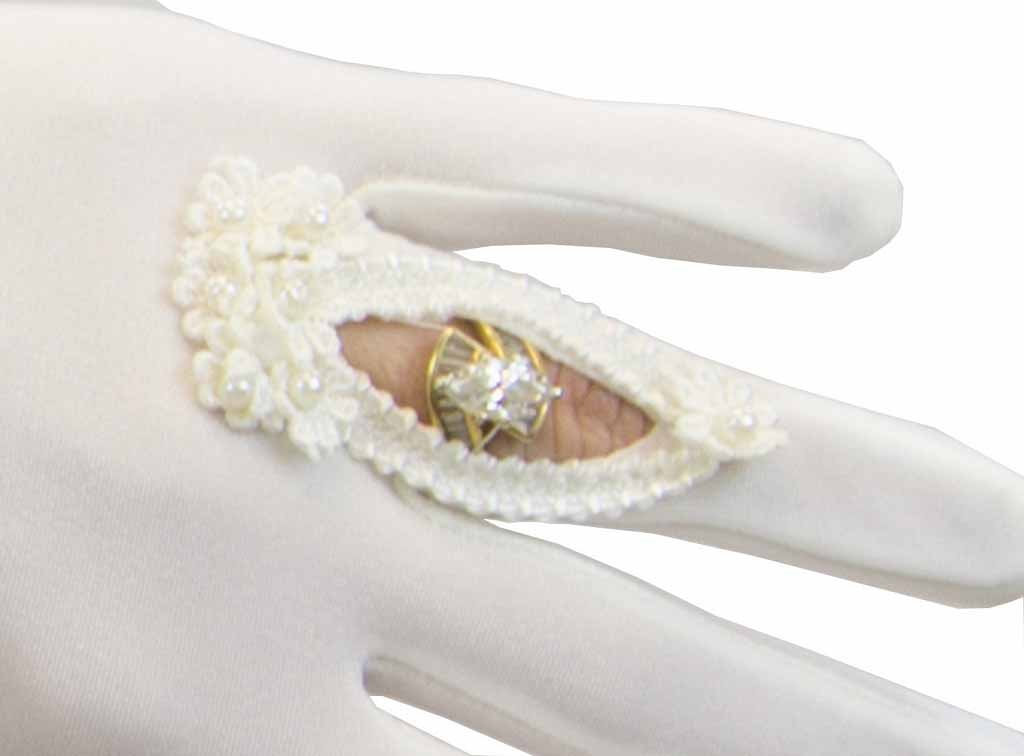 Wedding March Elbow Length Nylon Gloves with Ring Finger Cutout