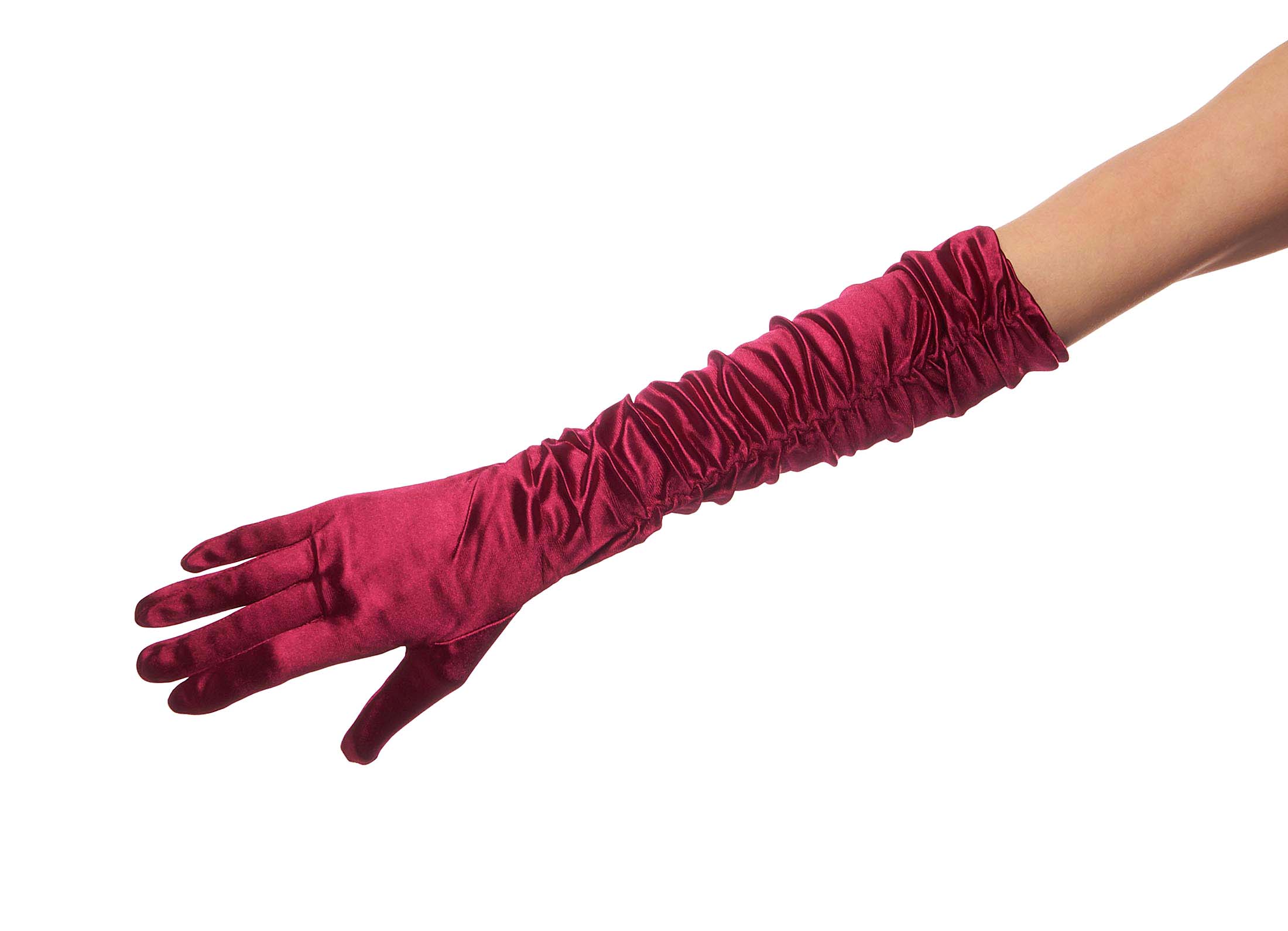 Casting Call Over the Elbow Length Shirred Satin Gloves