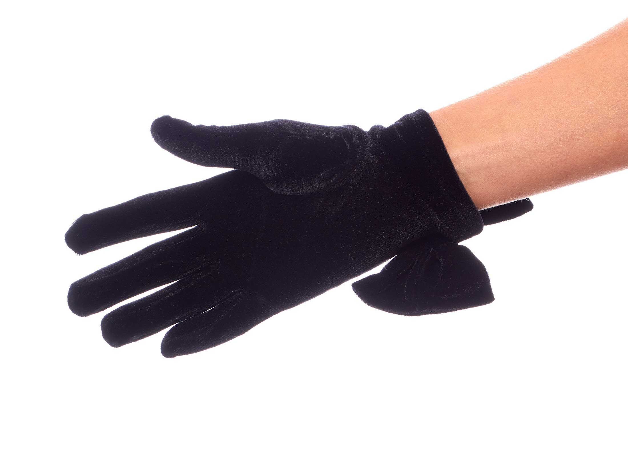After Dark Wrist Length Velvet Gloves with Bow