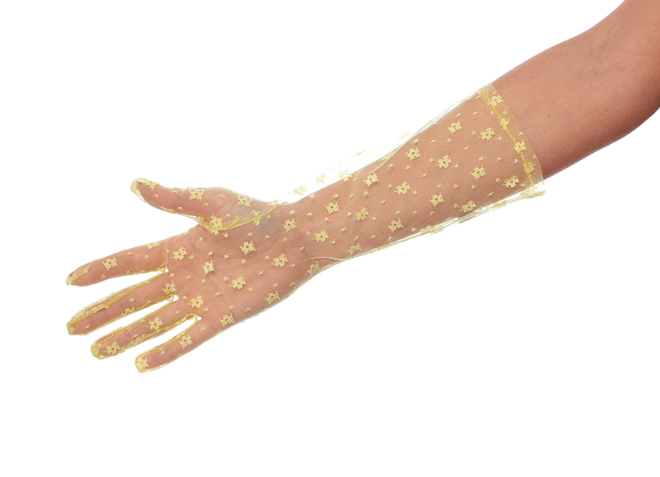 Spring Garden Long Yellow Lace Gloves