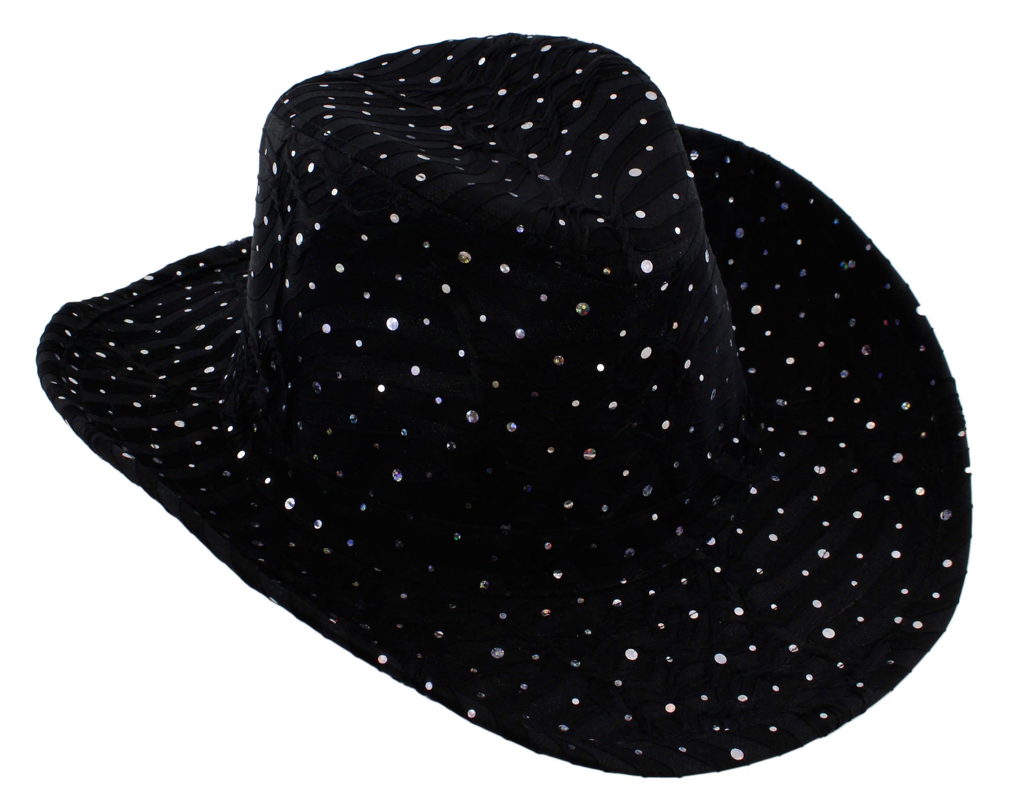 Glitter Sequin Trim Cowboy Hat for Ladies