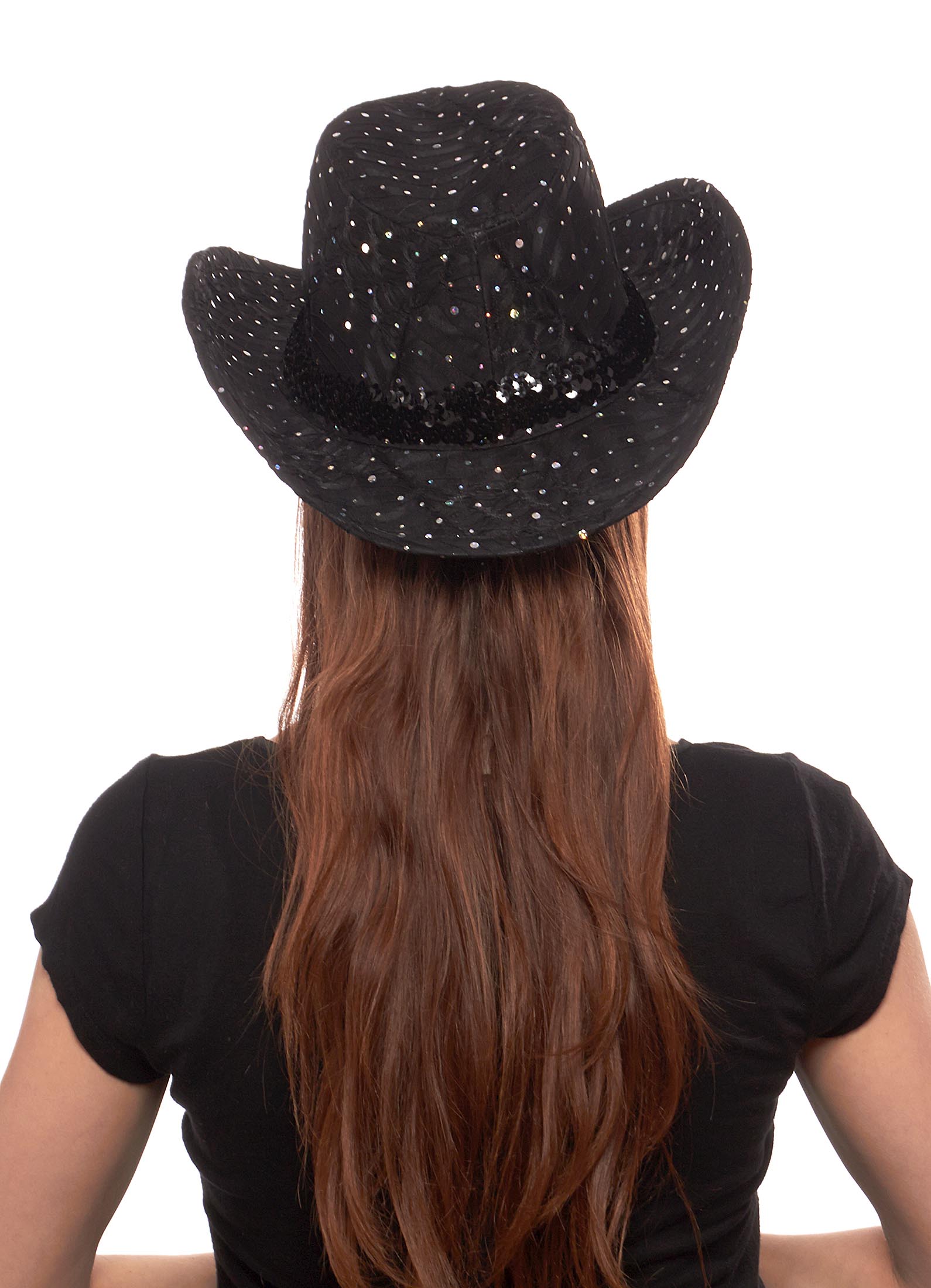 Glitter Sequin Trim Cowboy Hat for Ladies
