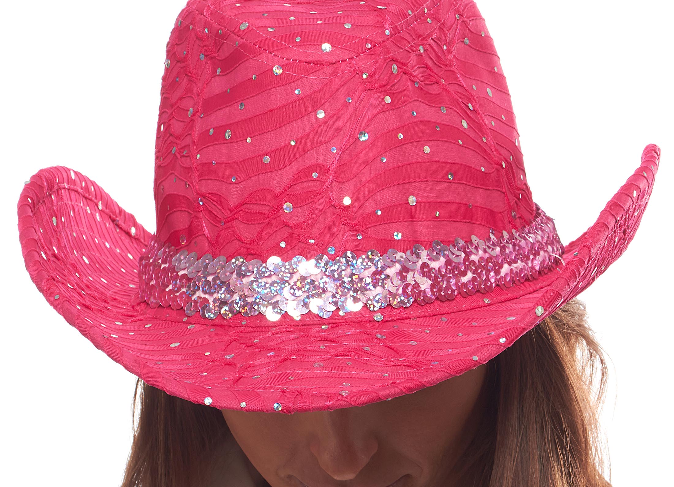 Glitter Sequin Trim Cowboy Hat for Ladies