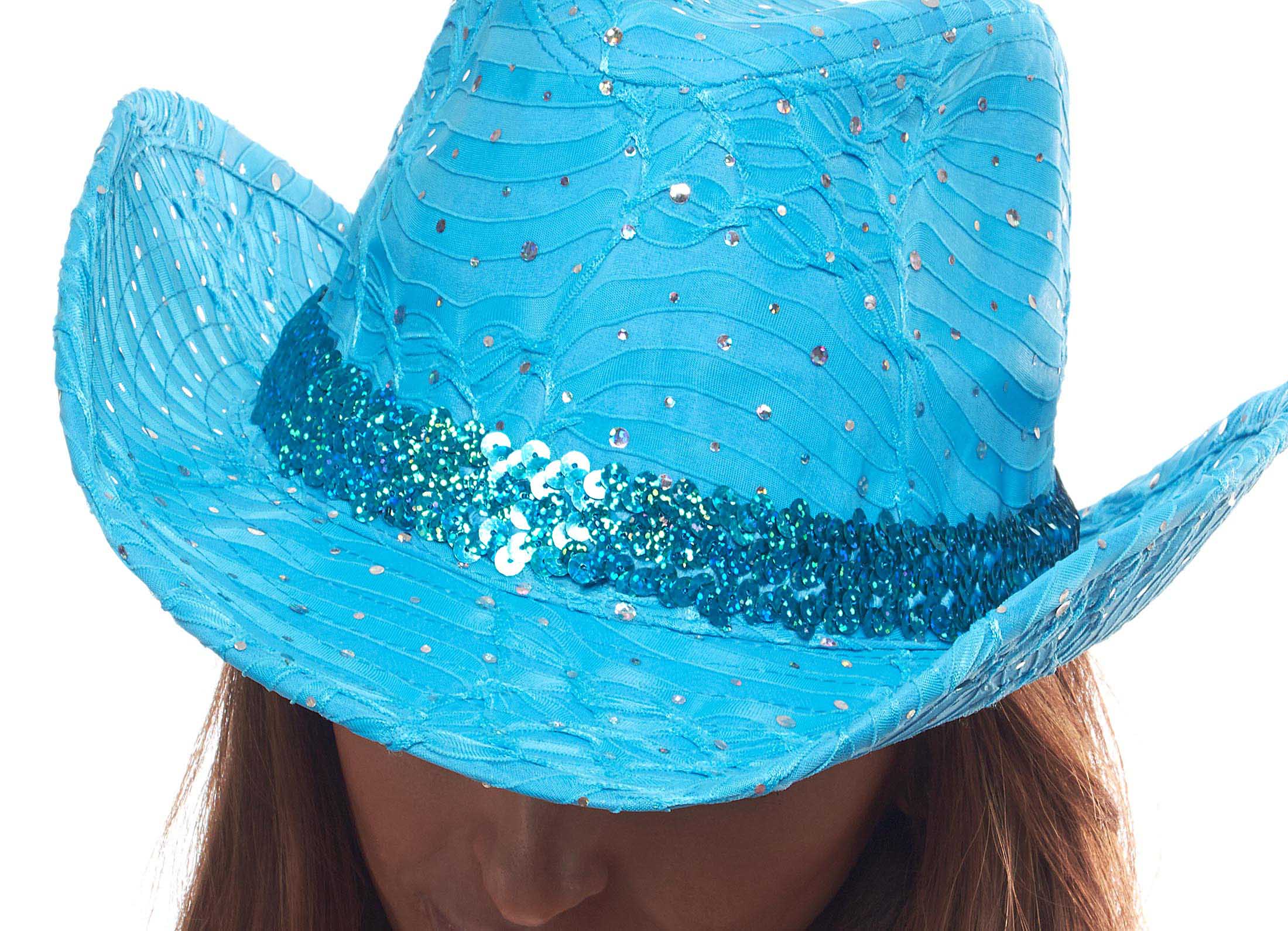 Glitter Sequin Trim Cowboy Hat for Ladies