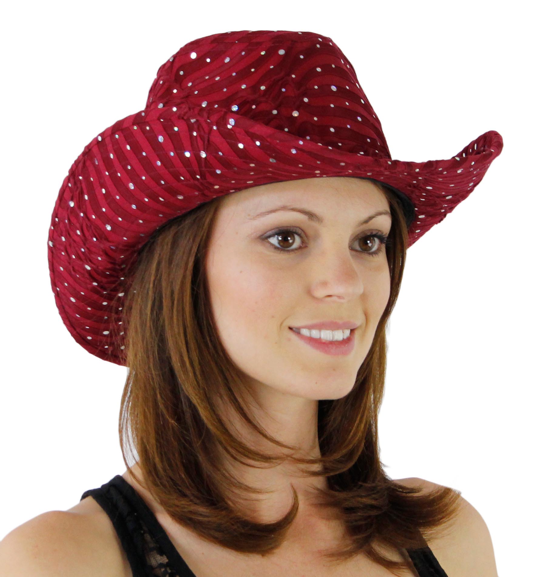 Glitter Sequin Trim Cowboy Hat for Ladies
