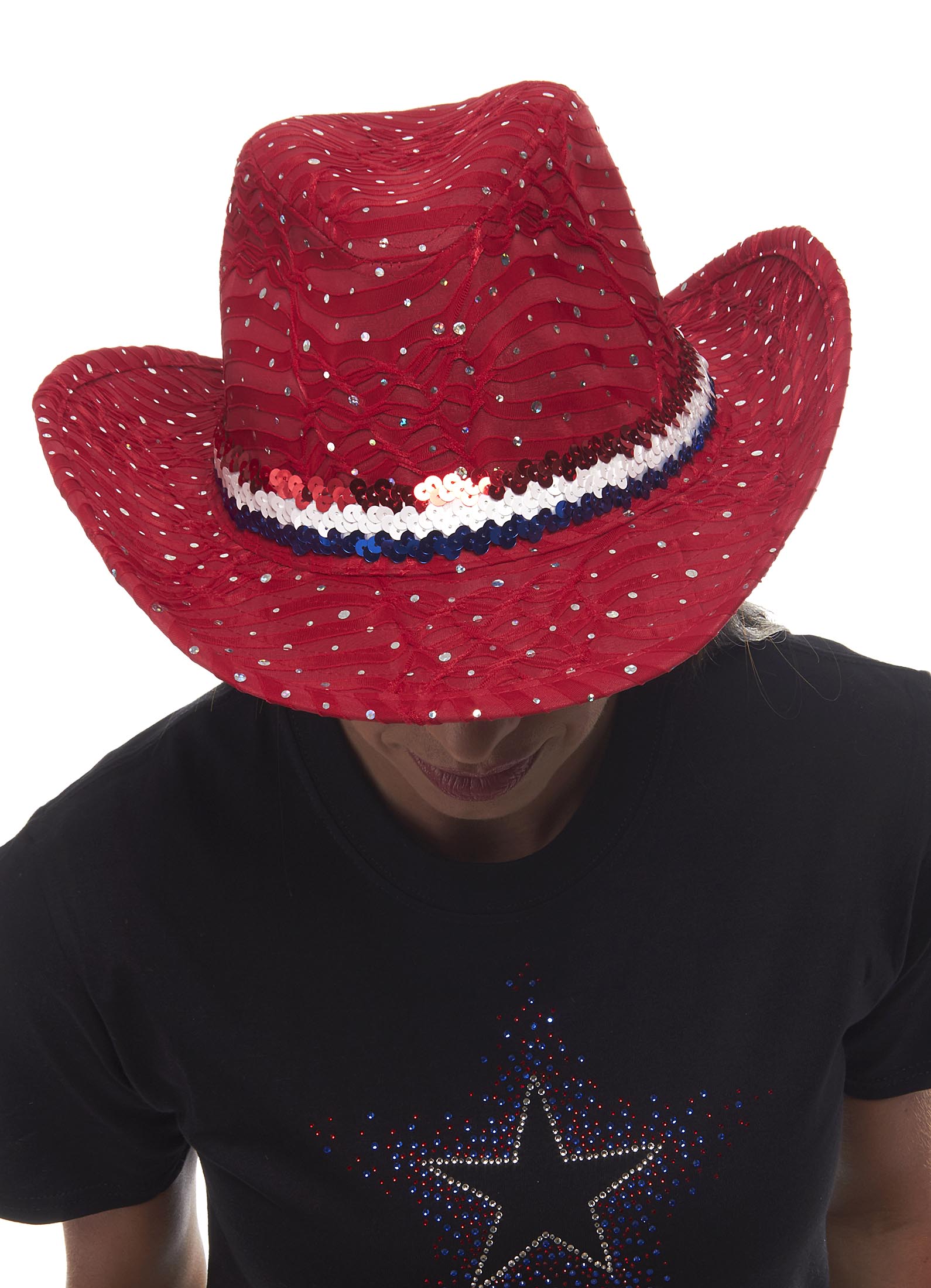 Glitter Sequin Trim Cowboy Hat for Ladies