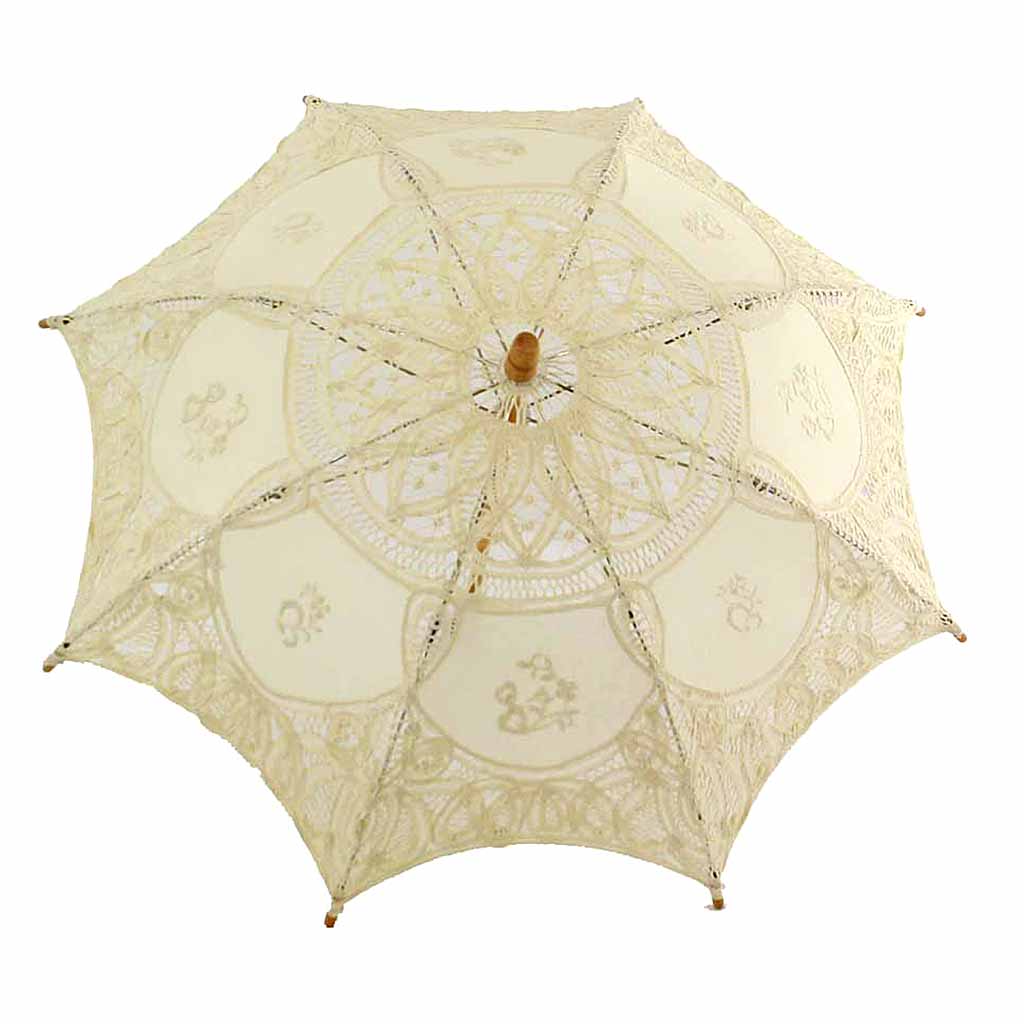 Battenburg Lace and Floral Parasol in Small Size