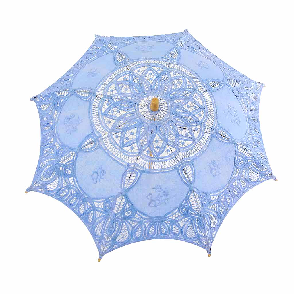 Battenburg Lace and Floral Parasol in Small Size