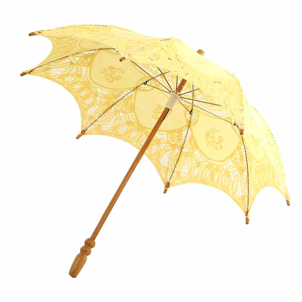 Battenburg Lace and Floral Parasol in Small Size