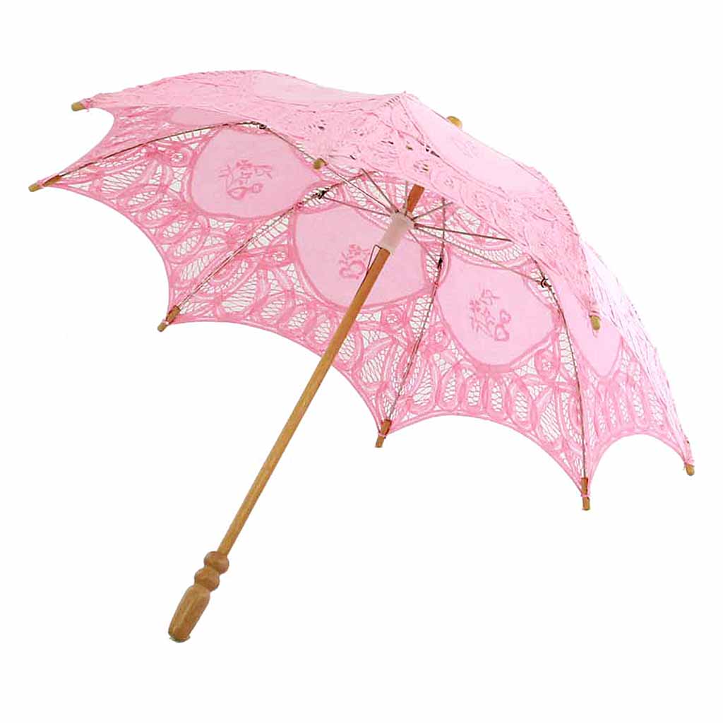Battenburg Lace and Floral Parasol in Small Size