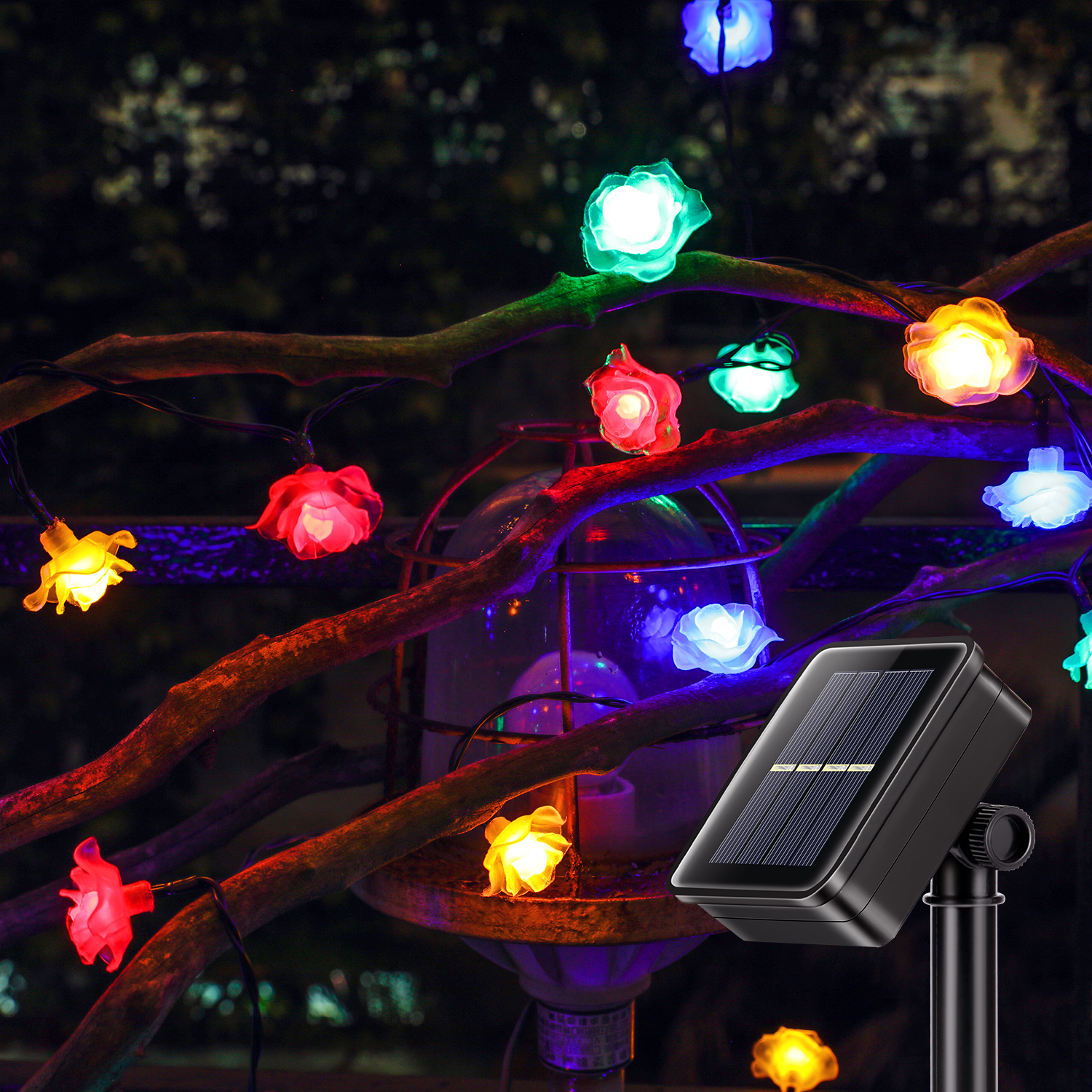 26ft 50led rose blossom multi color solar fairy string 26ft 50led rose blossom multi color solar fairy string